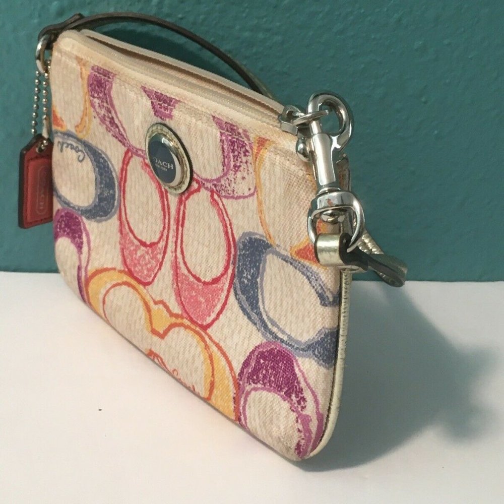 🎭 Coach F40422 Hampton Signature Scribble Wristlet Wallet Clutch Pouch - Picture 3 of 9